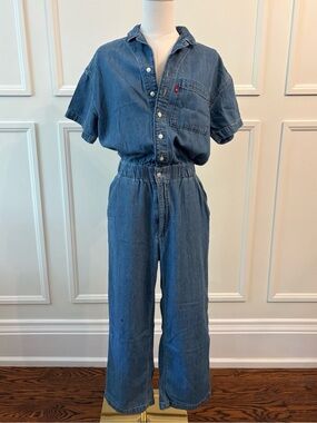 Levi's Classic Blue Wide Leg Denim Romper